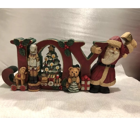 Vintage Kurt Adler carved Christmas " Joy" Sign In Box - Picture 1 of 13